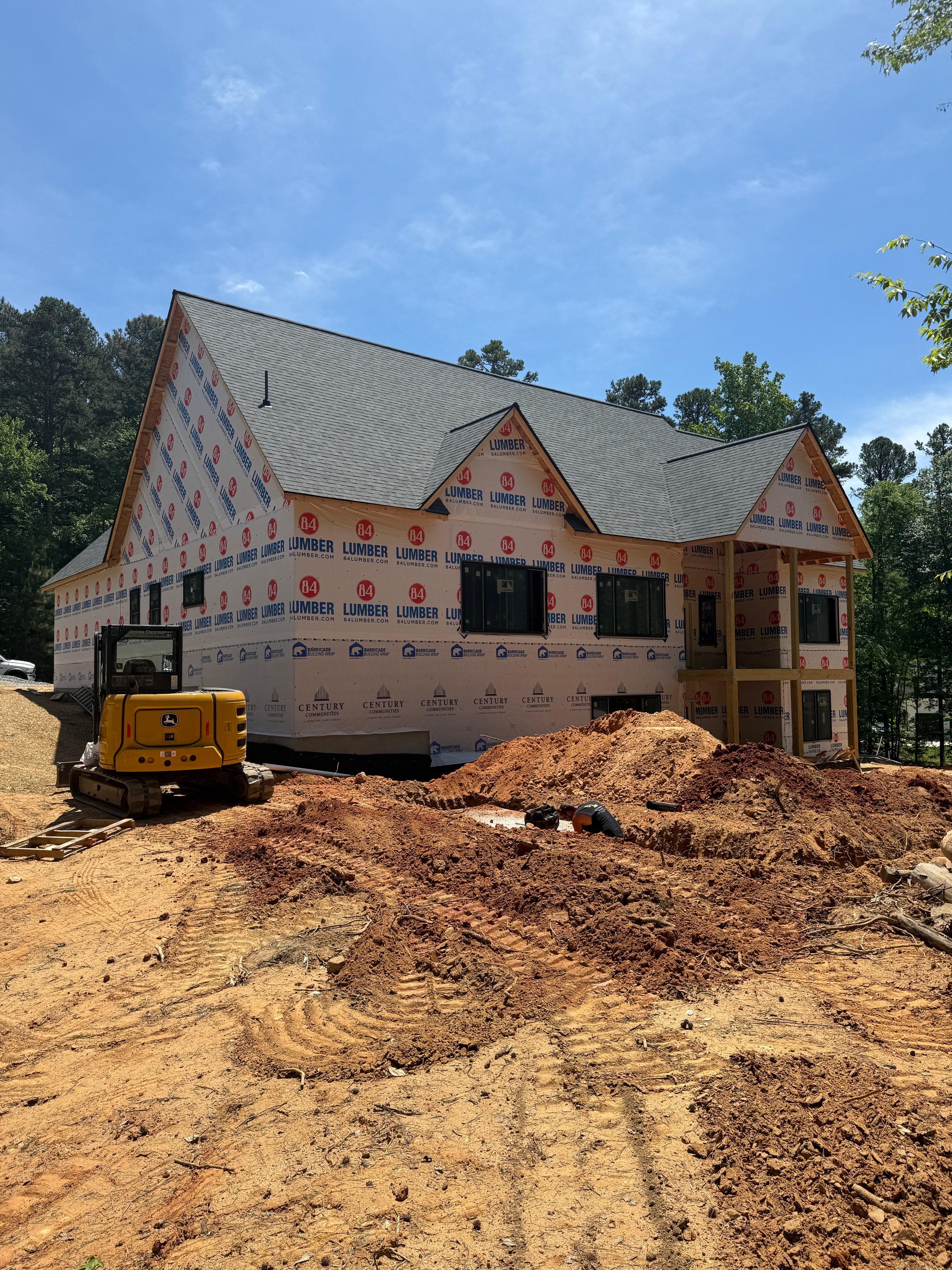 Excavation work at new residential construction site